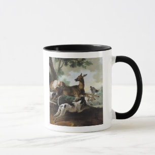 Ein Rotwild gejagt durch Hunde, 1725 Tasse