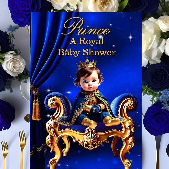 Ein Royal Prince Baby Dusche Blue Gold Stuhl Einladung (Von Creator hochgeladen)
