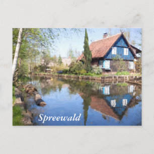 Ein ruhiger Kanal in Lehde, Spreewald Postkarte