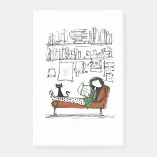 Ein ruhiger Lesemittag Handgezeichneter Bücherli Post-it Klebezettel