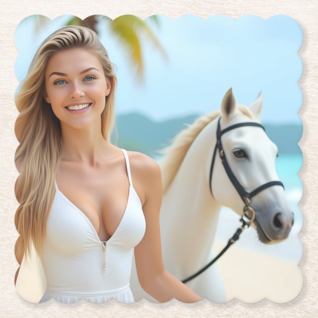 Ein ruhiger Moment mit Helenas Pferd Untersetzer (Vorderseite)