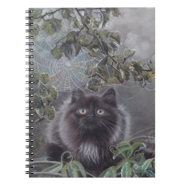 Ein ruhiger Ort - Kitten und Spiderweb Notebook Notizblock (Vorderseite)