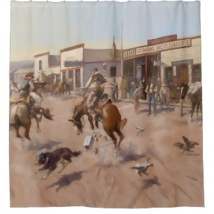 "Ein ruhiger Tag in Utica" von Charles M Russell Duschvorhang