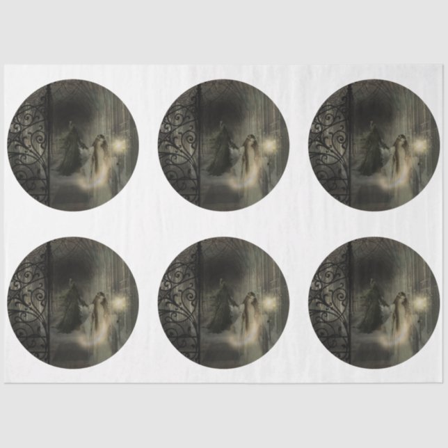 Ein rundes gotisches Halloween-Design 10 Seidenpapier (Vorderseite)