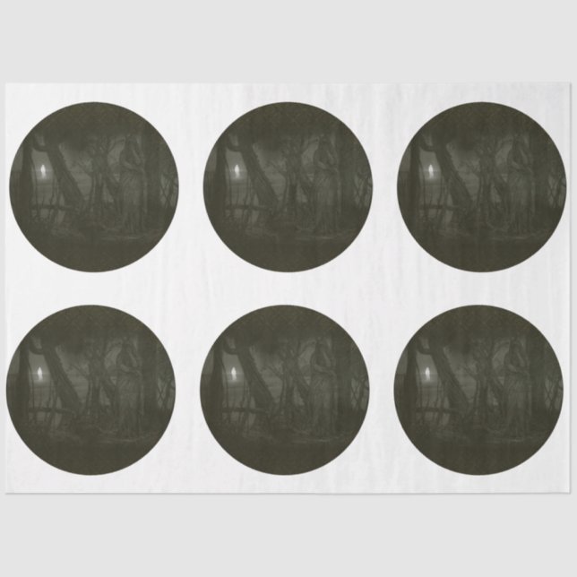 Ein rundes gotisches Halloween-Design 4 Seidenpapier (Vorderseite)