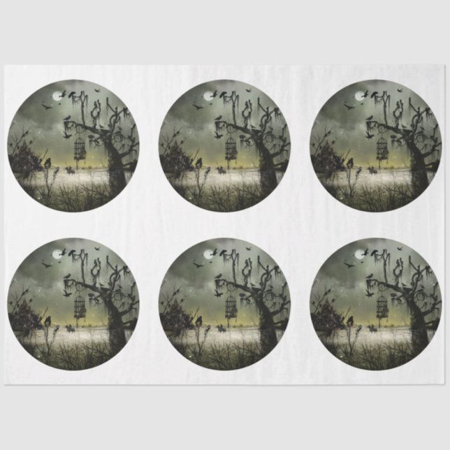 Ein rundes gotisches Halloween-Design 5 Seidenpapier (Vorderseite)