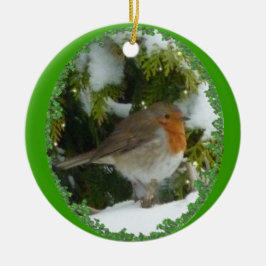Ein rundes Robin Weihnachtsdekor Keramik Ornament