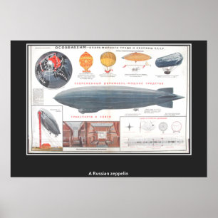 Ein russischer Zeppelin Vintage Druck Poster