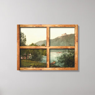 Ein rustikaler hölzerner Fensterblick auf Rana Rie Leinwanddruck