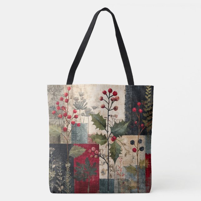 Ein rustikales Winter-Patchwork mit Stechpalmenbee (Vorderseite)