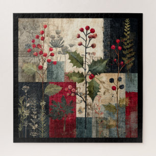 Ein rustikales Winter-Patchwork mit Stechpalmenbee Puzzle