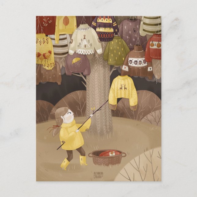 Ein Sammler gemütlicher Pullover von Alexandra Dik Postkarte (Vorderseite)