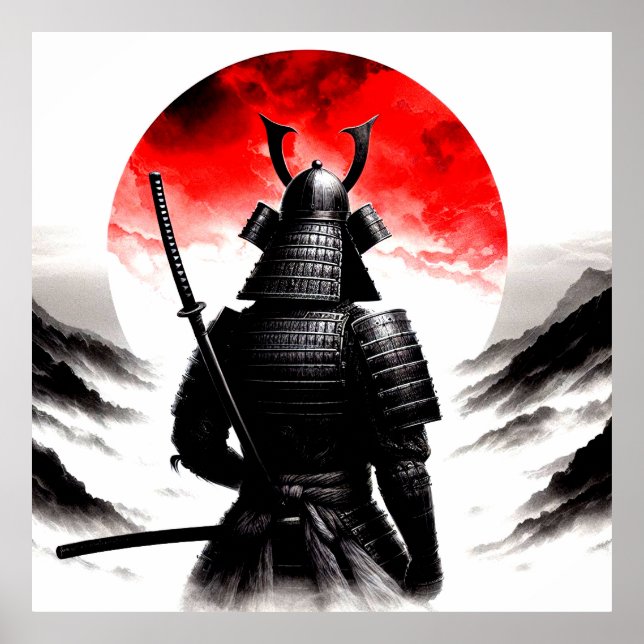 Ein Samurai-Krieger in traditionellem Armor-Poster Poster (Vorne)