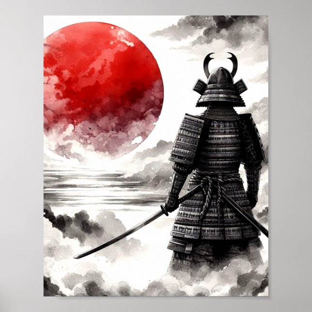 Ein Samurai-Krieger in traditionellem Armor-Poster Poster (Vorne)