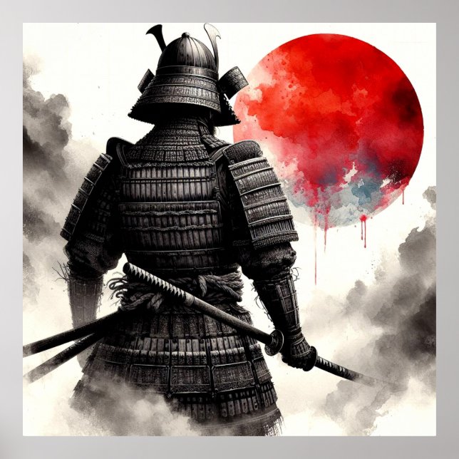 Ein Samurai-Krieger in traditionellem Armor-Poster Poster (Vorne)