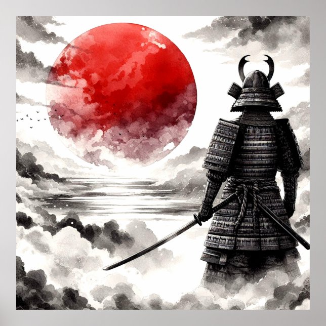 Ein Samurai-Krieger in traditionellem Armor-Poster Poster (Vorne)