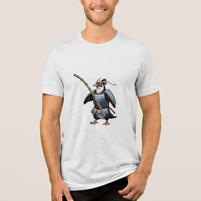 Ein Samurai-Pinguin Tri-Blend Shirt (Vorderseite)