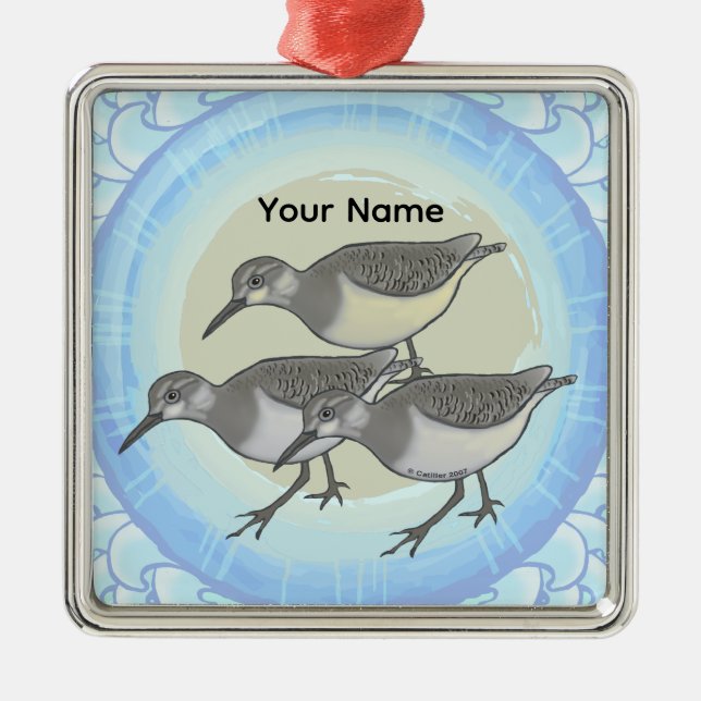 Ein Sandpipper Premium Square Ornament Aus Metall (Vorne)