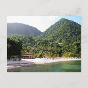 Ein Sandstrand auf der Insel Saint Lucia Postkarte