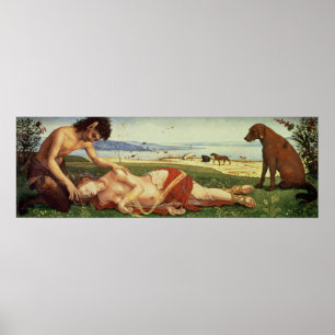 Ein Satyr, der über einer Nymphe, c.1495 beklagt Poster