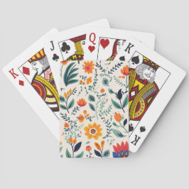 Ein Satz Spielkarten mit floralem Rückendesign