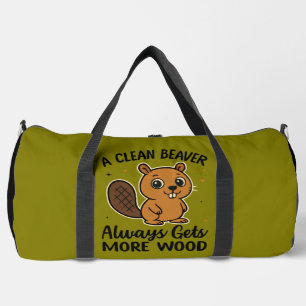 Ein sauberer Biber bekommt immer mehr Holz Duffle Bag