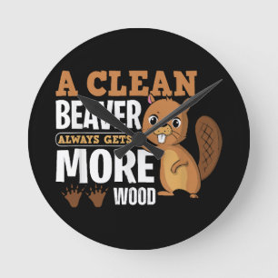 Ein sauberer Biber erhält immer mehr holzkomische  Runde Wanduhr