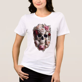 Ein Schädel aus blühenden Rose Tri-Blend Shirt