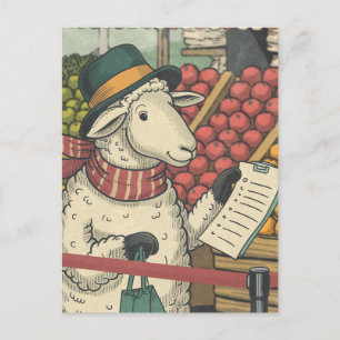 Ein Schaf kauft Vintage ein Postkarte