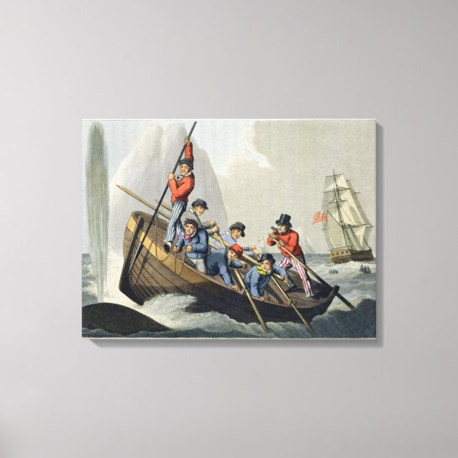 Ein Schiff, das einen Wal angreift und von der Mat Leinwanddruck (Vorderseite)