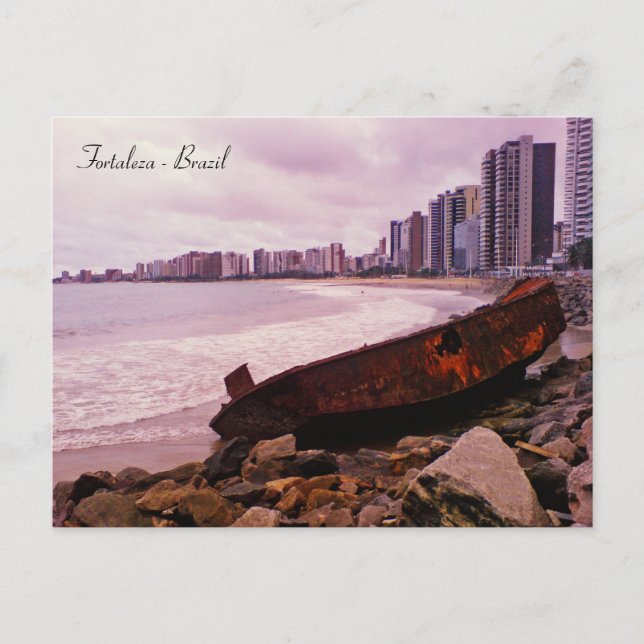 Ein Schiffswrack am Strand. Fortaleza, Brasilien Postkarte (Vorderseite)
