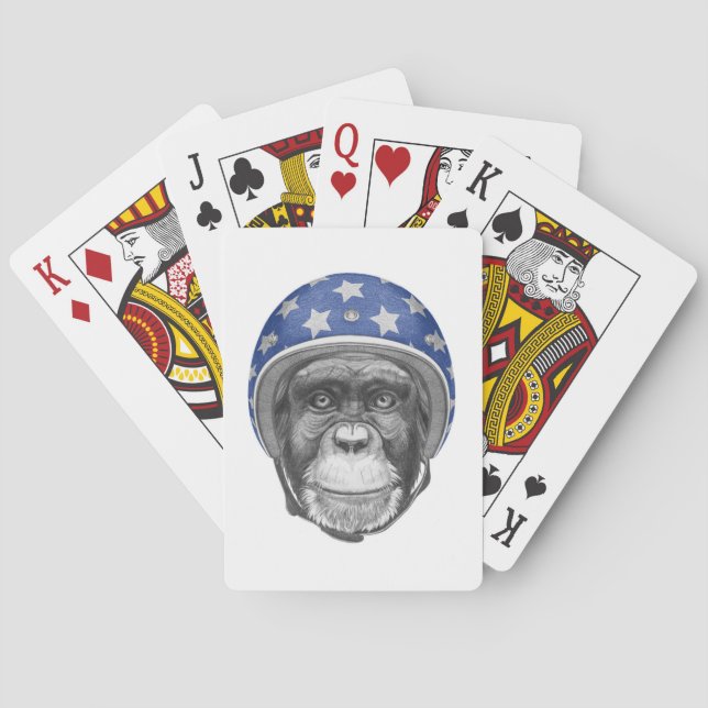 Ein Schimpanse-Motorrad-Reiter Spielkarten (Rückseite)