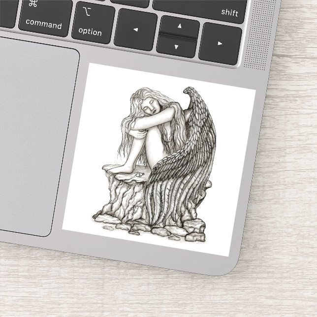 Ein schlafender Engel auf dem Stein Aufkleber (Detail)