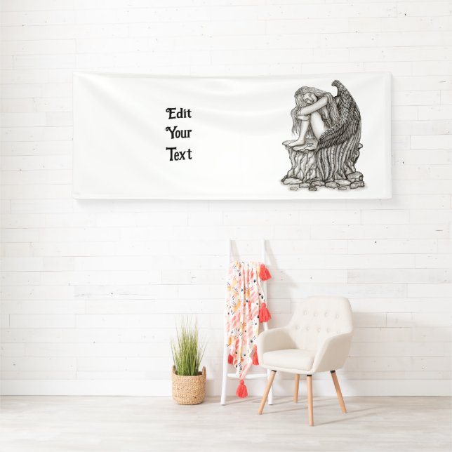 Ein schlafender Engel auf dem Stein Banner (Insitu)