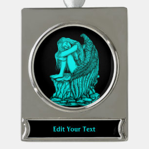 Ein schlafender Engel auf dem Stein Banner-Ornament Silber