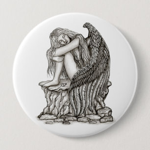 Ein schlafender Engel auf dem Stein Button