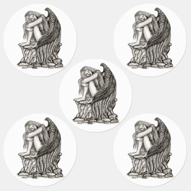 Ein schlafender Engel auf dem Stein Etiketten (Gruppe)