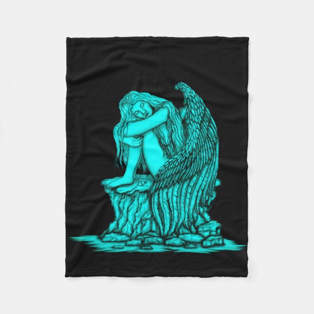 Ein schlafender Engel auf dem Stein Fleecedecke (Vorderseite)