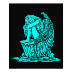 Ein schlafender Engel auf dem Stein Fotodruck