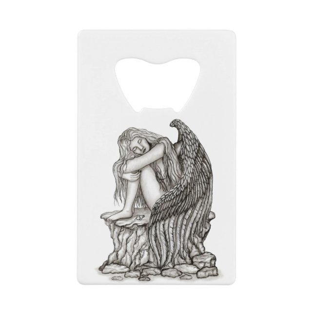 Ein schlafender Engel auf dem Stein Geldbeutel Flaschenöffner (Vorderseite)