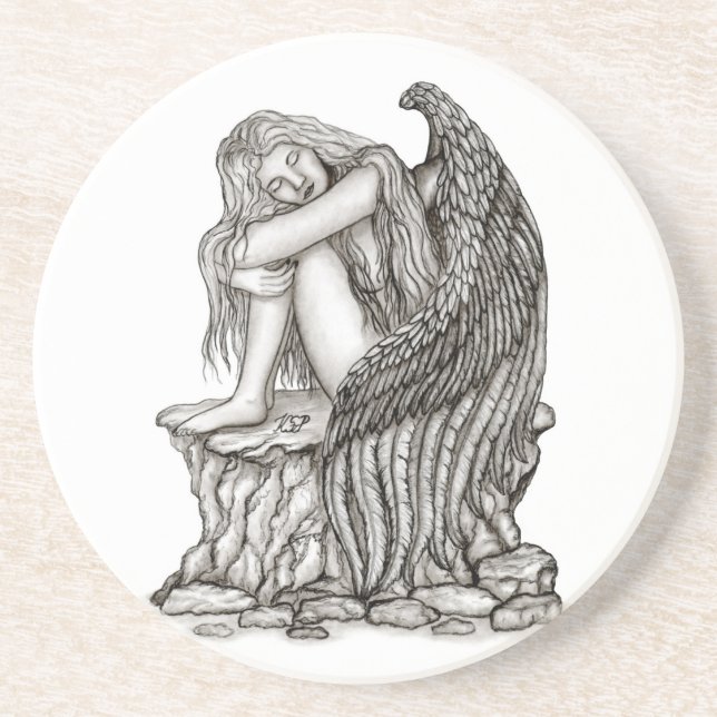 Ein schlafender Engel auf dem Stein Getränkeuntersetzer (Vorne)