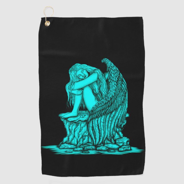 Ein schlafender Engel auf dem Stein Golfhandtuch (Vorderseite)