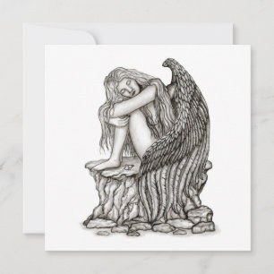 Ein schlafender Engel auf dem Stein Karte