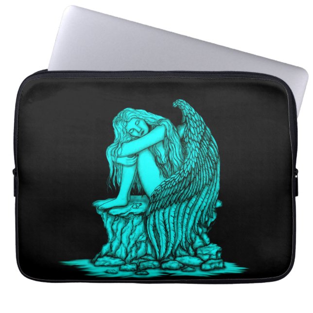 Ein schlafender Engel auf dem Stein Laptopschutzhülle (Vorderseite)