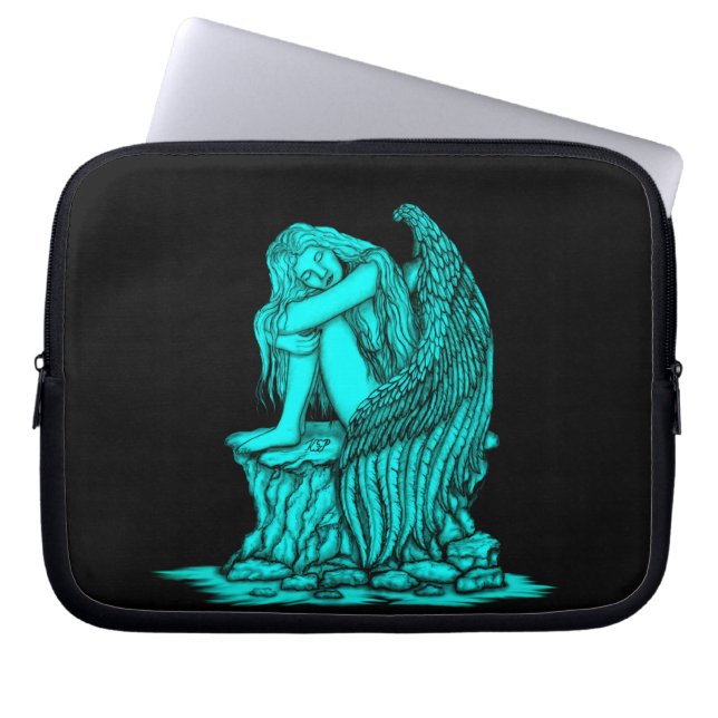 Ein schlafender Engel auf dem Stein Laptopschutzhülle (Vorderseite)