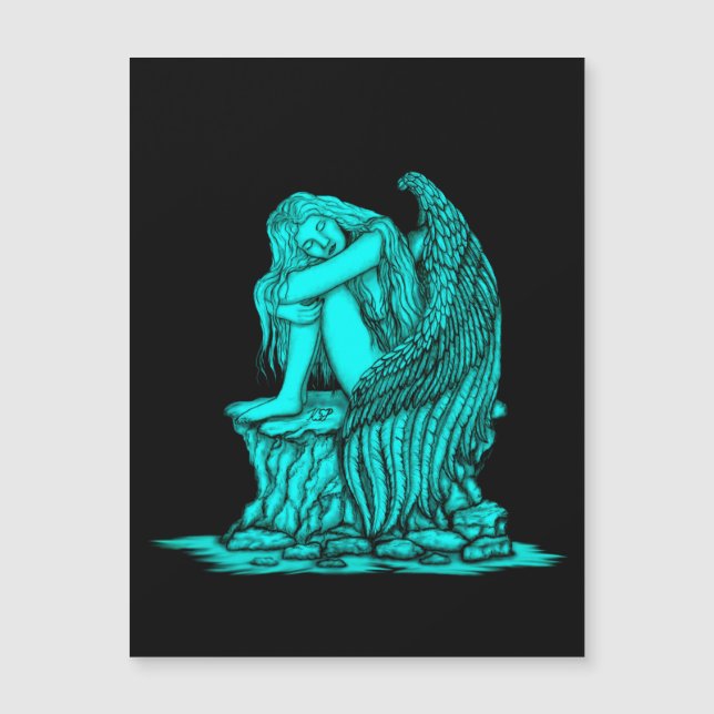 Ein schlafender Engel auf dem Stein Magnetkarte (Vorderseite)