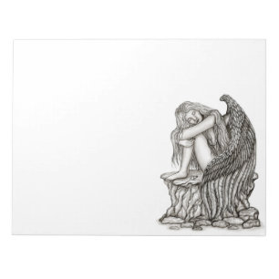 Ein schlafender Engel auf dem Stein Notizblock