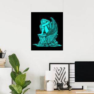 Ein schlafender Engel auf dem Stein Poster
