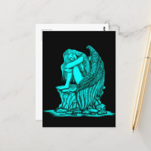 Ein schlafender Engel auf dem Stein Postkarte