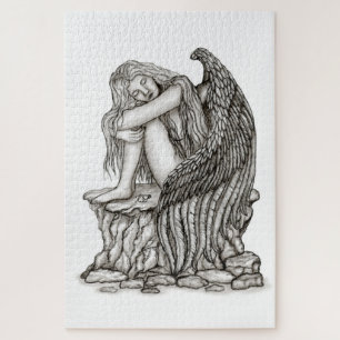 Ein schlafender Engel auf dem Stein Puzzle